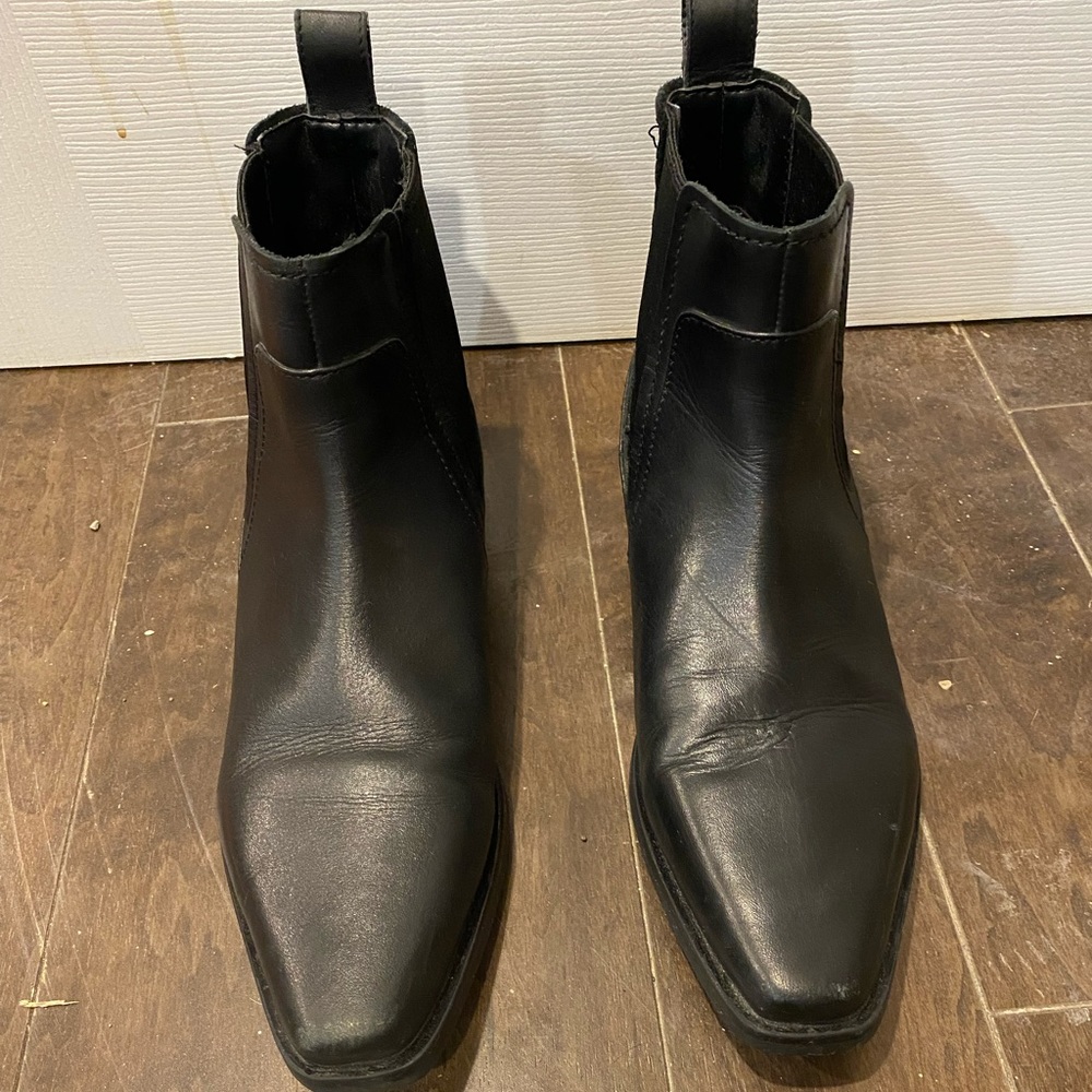 Zara black square toed booties